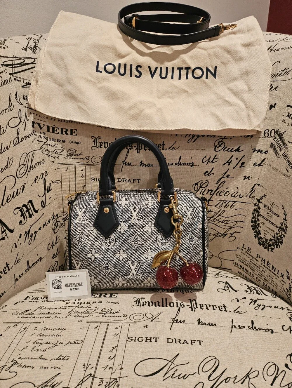 LOUIS VUITTON Speedy 20 Monoglam Bandouliere Jacquard Blue bag